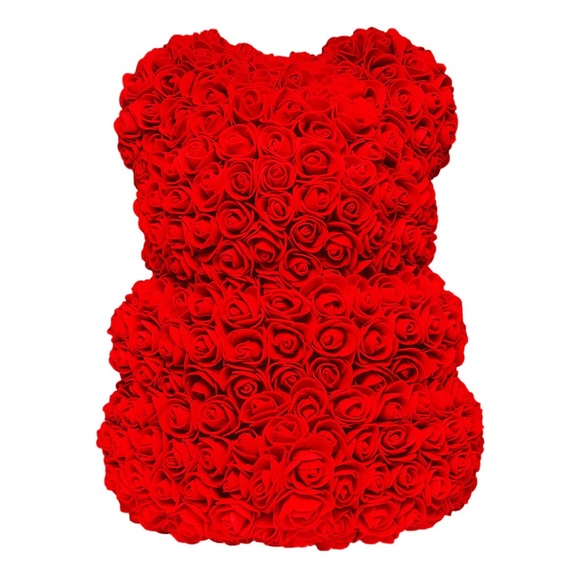 Red Flower Rose Bear - Picture 3 of 7